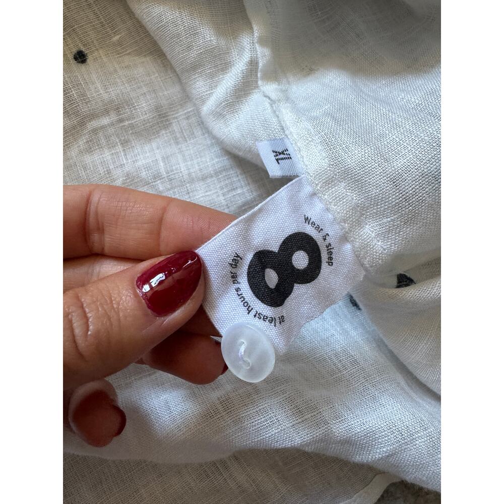 Sleeper White Linen Shift Dress with Black Dot Print - Picture 4 of 5
